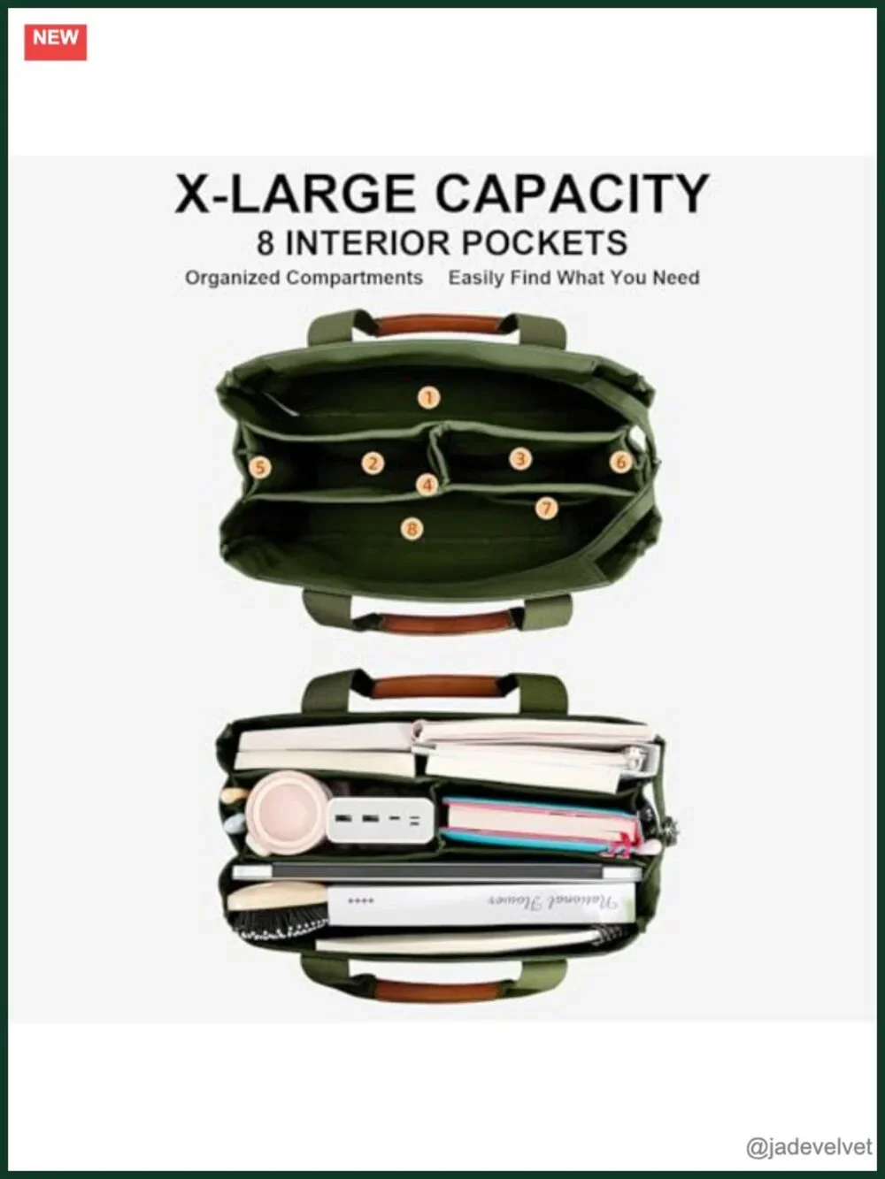 Large Canvas Tote Bag with Zipper Compartments Crossbody Messenger Purse with